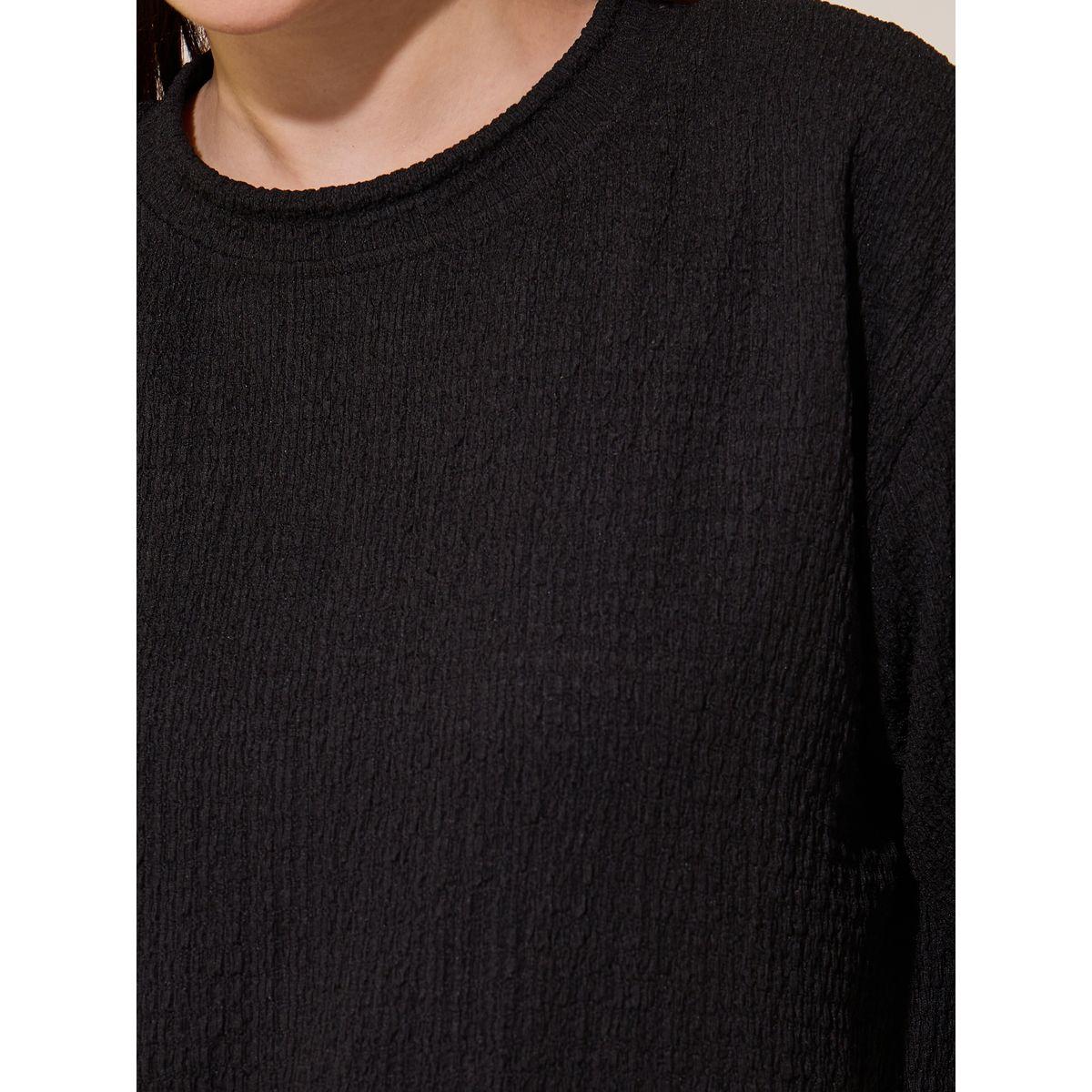 تيشيرت فضفاض بياقة دائرية وتفاصيل بارزة الملمس-women-clothing-tshirts-image-4