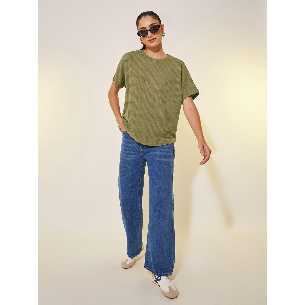 Styli Walf Textured Round Neck Oversized T-Shirt-women-clothing-tshirts-image-2