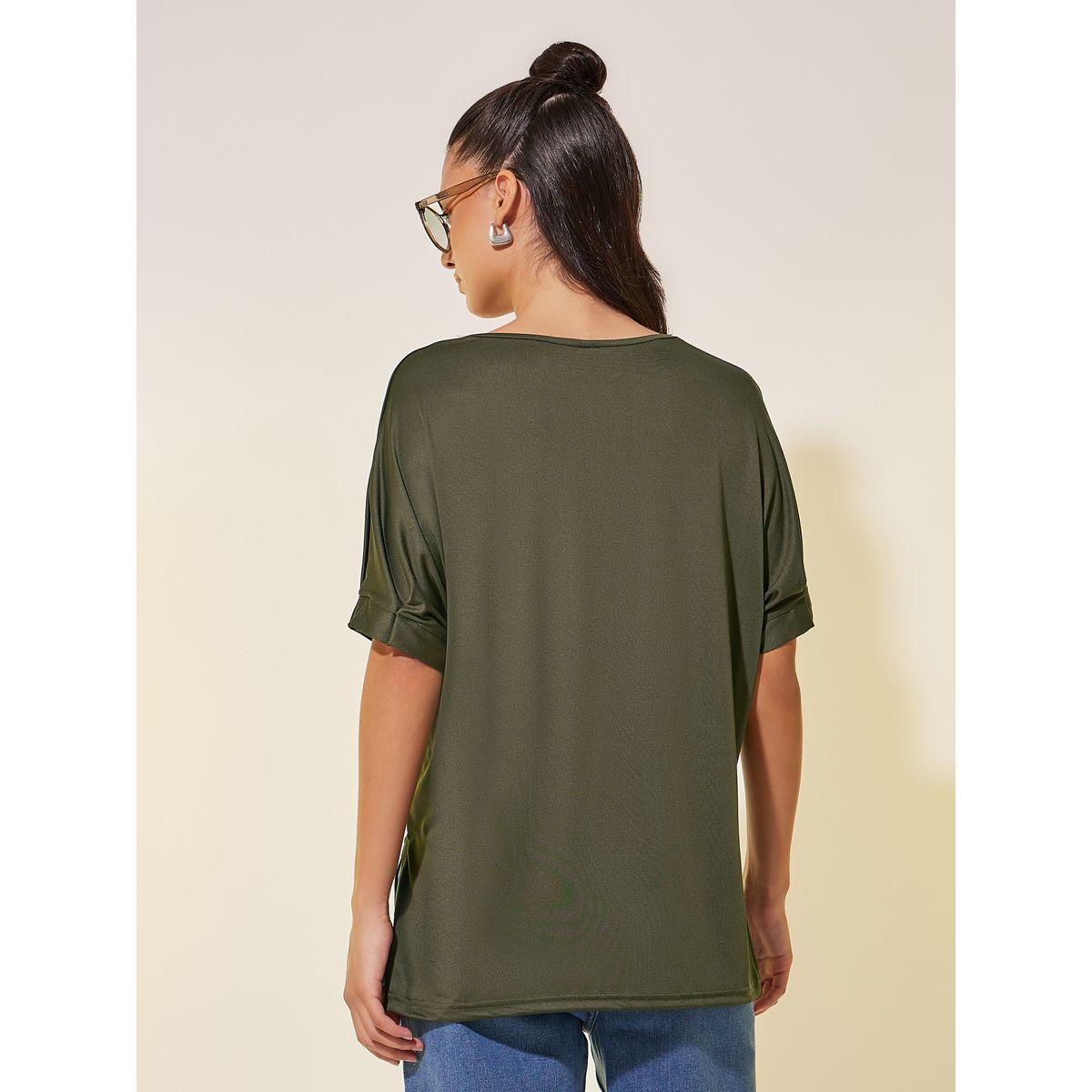 تيشيرت فضفاض بياقة دائرية وشق-women-clothing-tshirts-image-1
