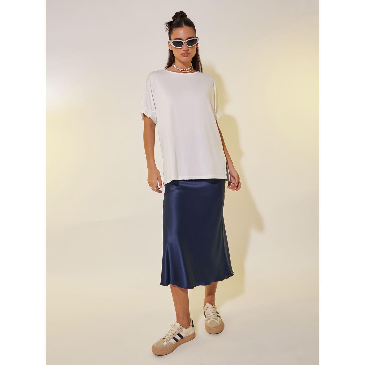 Styli Solid Round Neck Oversized T-Shirt with Side Slits-women-clothing-tshirts-image-2