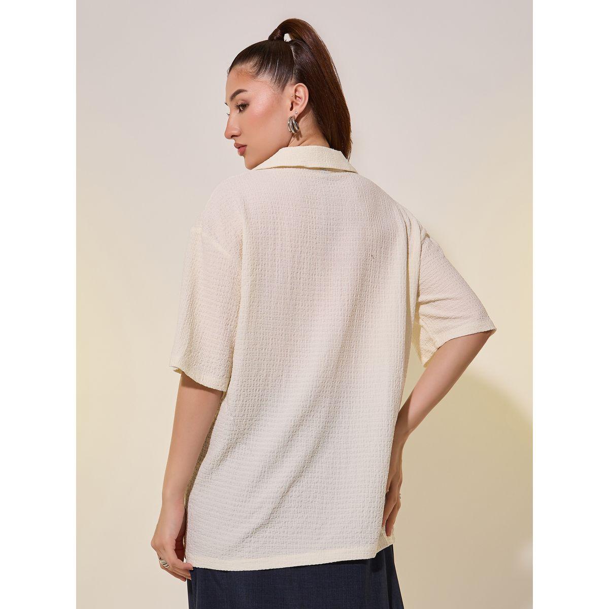 Styli Textured Polo Neck Short Sleeve T-Shirt-women-clothing-tshirts-image-5