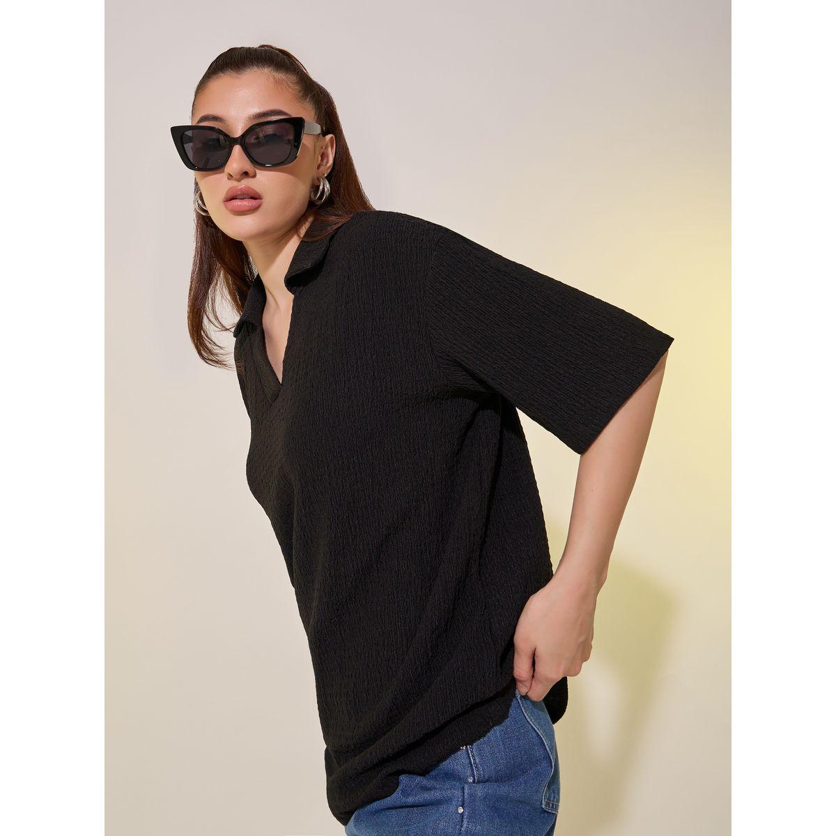 تيشيرت سادة بياقة بولو وأكمام قصيرة-women-clothing-tshirts-image-1