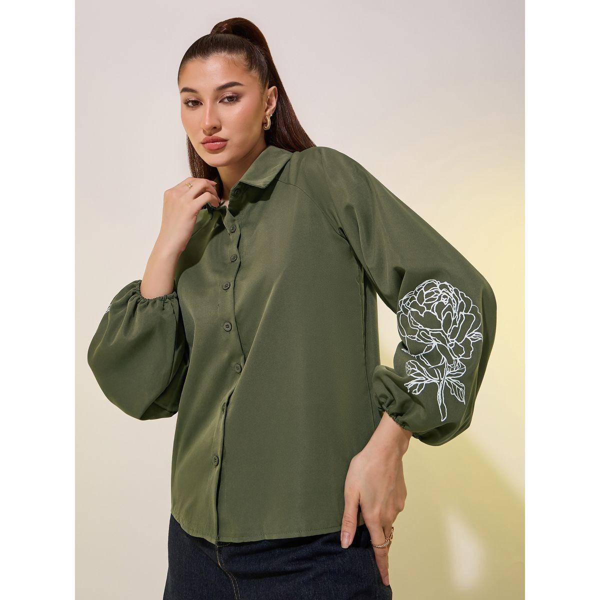 Styli Balloon Sleeve Graphic Print Shirt-women-clothing-shirtsandblouses-shirts-image-1