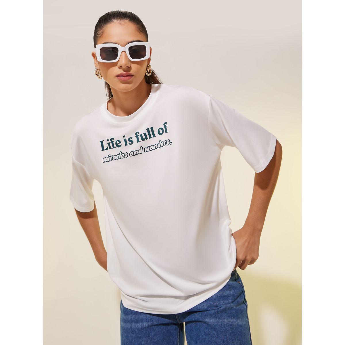 تيشيرت بياقة دائرية وطبعة كتابة-women-clothing-tshirts-image-3