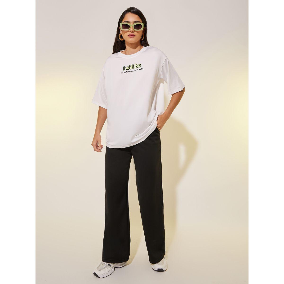 تيشيرت بياقة دائرية وطبعة كتابة-women-clothing-tshirts-image-2