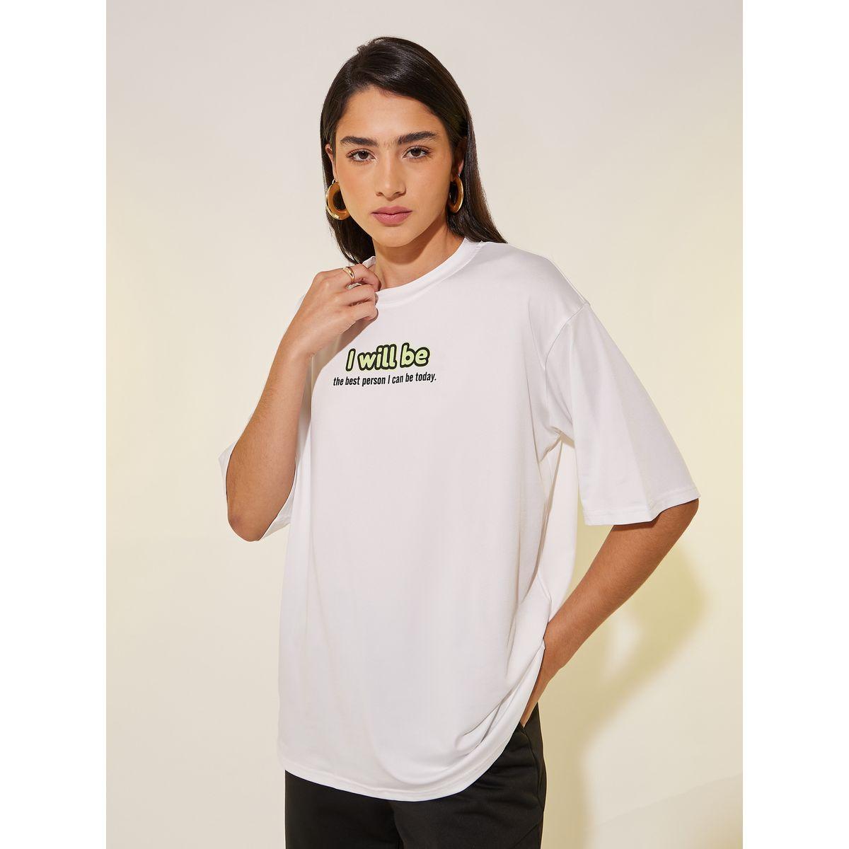 تيشيرت بياقة دائرية وطبعة كتابة-women-clothing-tshirts-image-3
