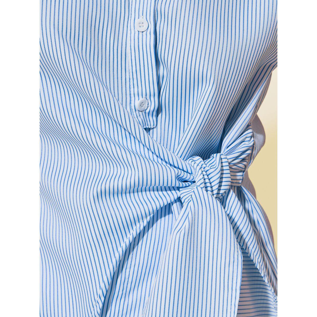 بلوزة مخططة بنمط لف وأكمام قصيرة-women-clothing-shirtsandblouses-blouses-image-3