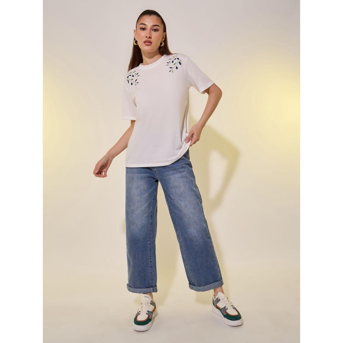 Styli Round Neck Embroidered Detail T-Shirt-women-clothing-tshirts-image-2