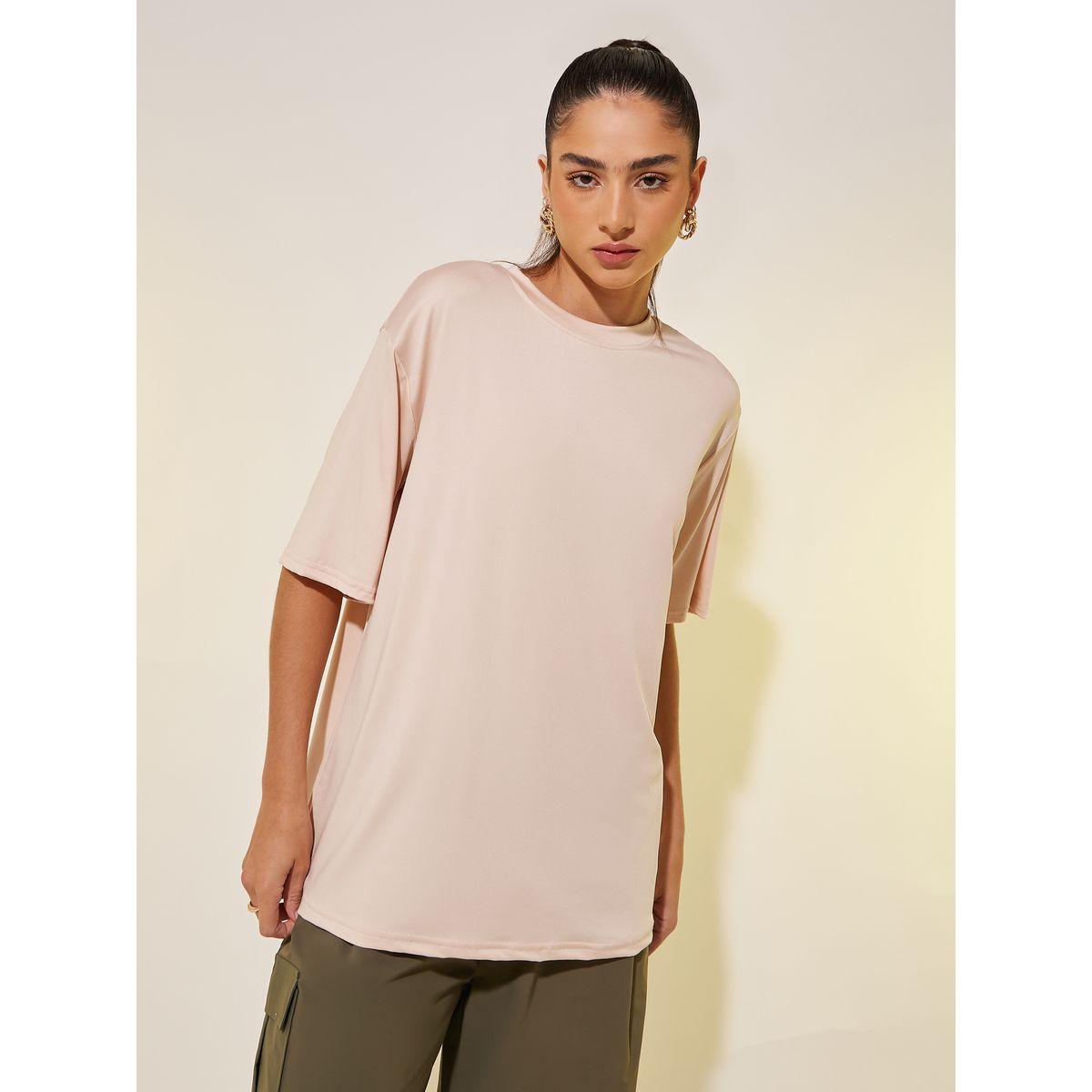 تيشيرت بياقة دائرية وطبعة كتابة-women-clothing-tshirts-image-2