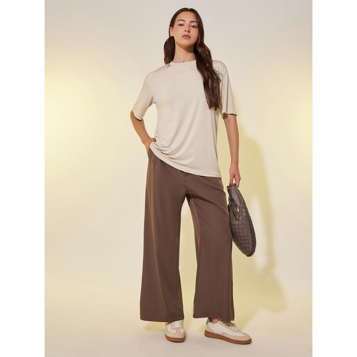 تيشيرت فضفاض بياقة دائرية وطبعة شعار-women-clothing-tshirts-image-3
