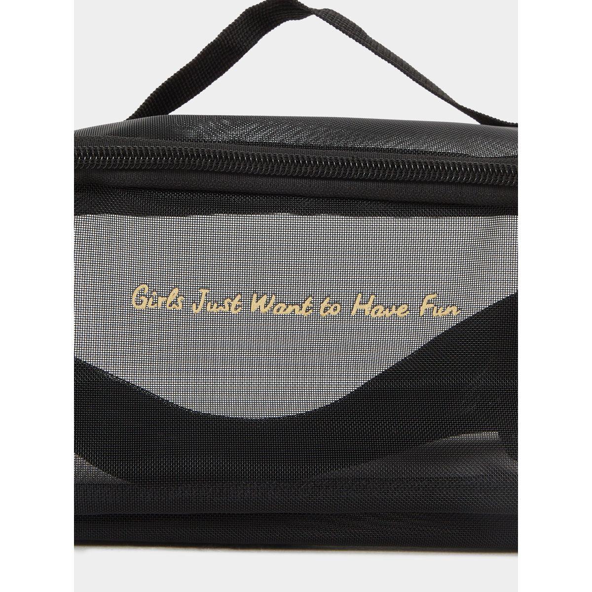 Styli Slogan Print Mesh Wash Bag with Zip Closure-women-bagsandwallets-handbags-image-3