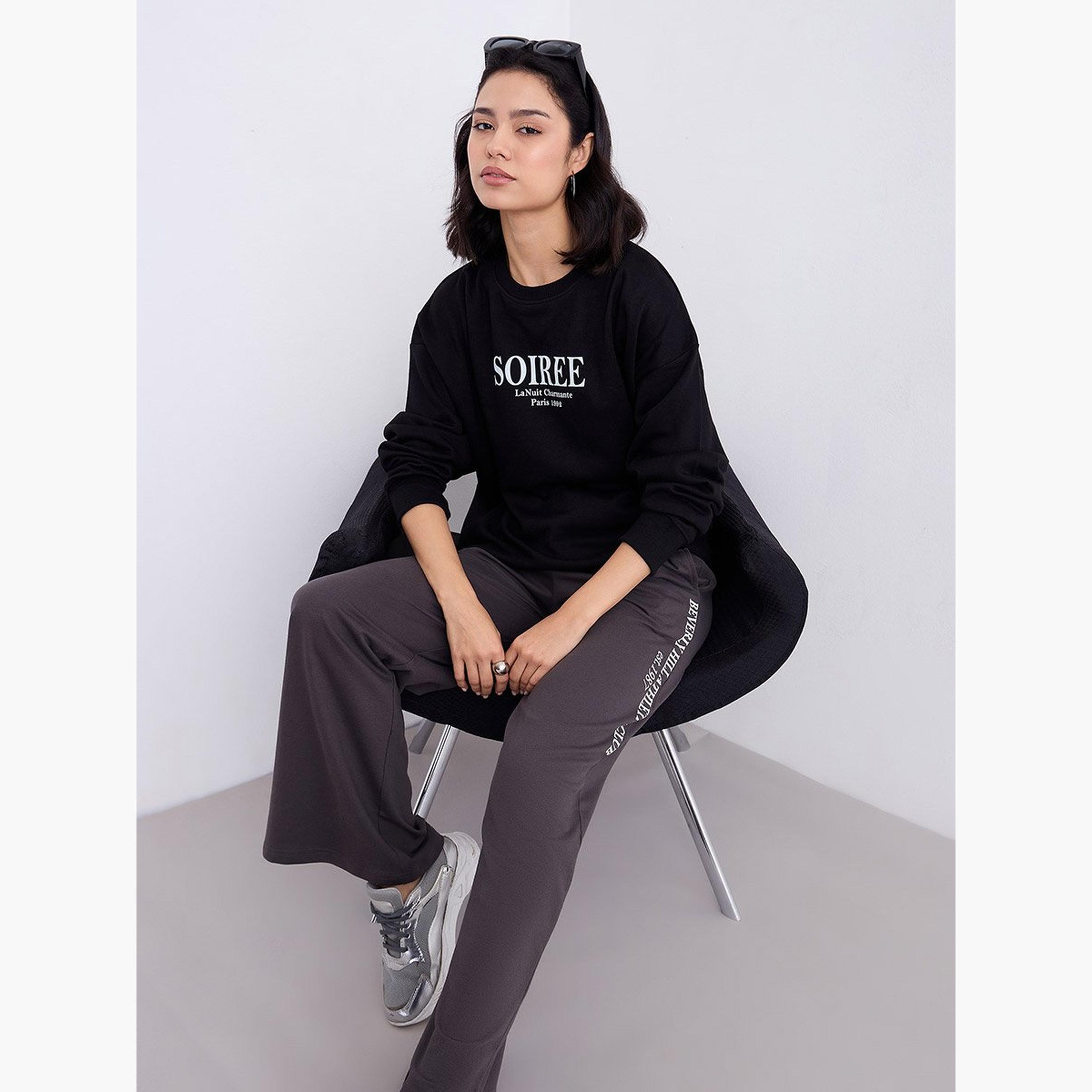 Styli Women Charcoal Wide Leg Joggers-women-clothing-bottoms-joggers-image-3