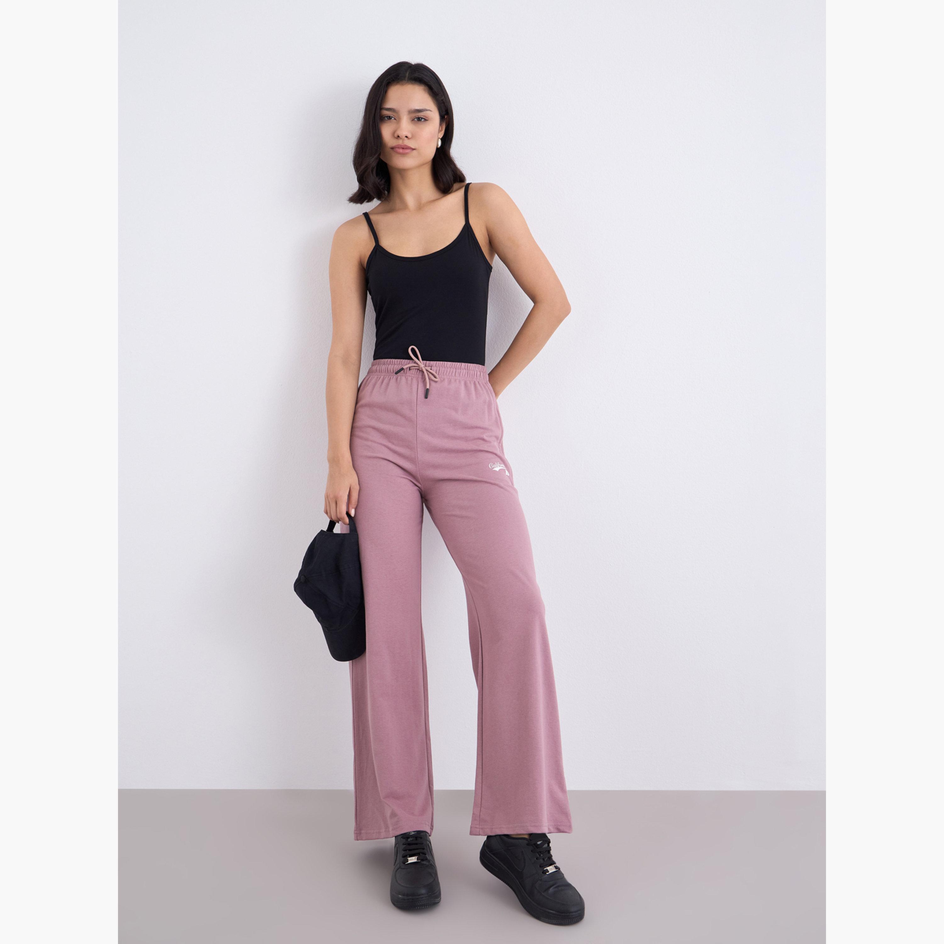 ستايلي - بنطال رياضي نسائي واسع الساق لون وردي-women-clothing-bottoms-joggers-image-2