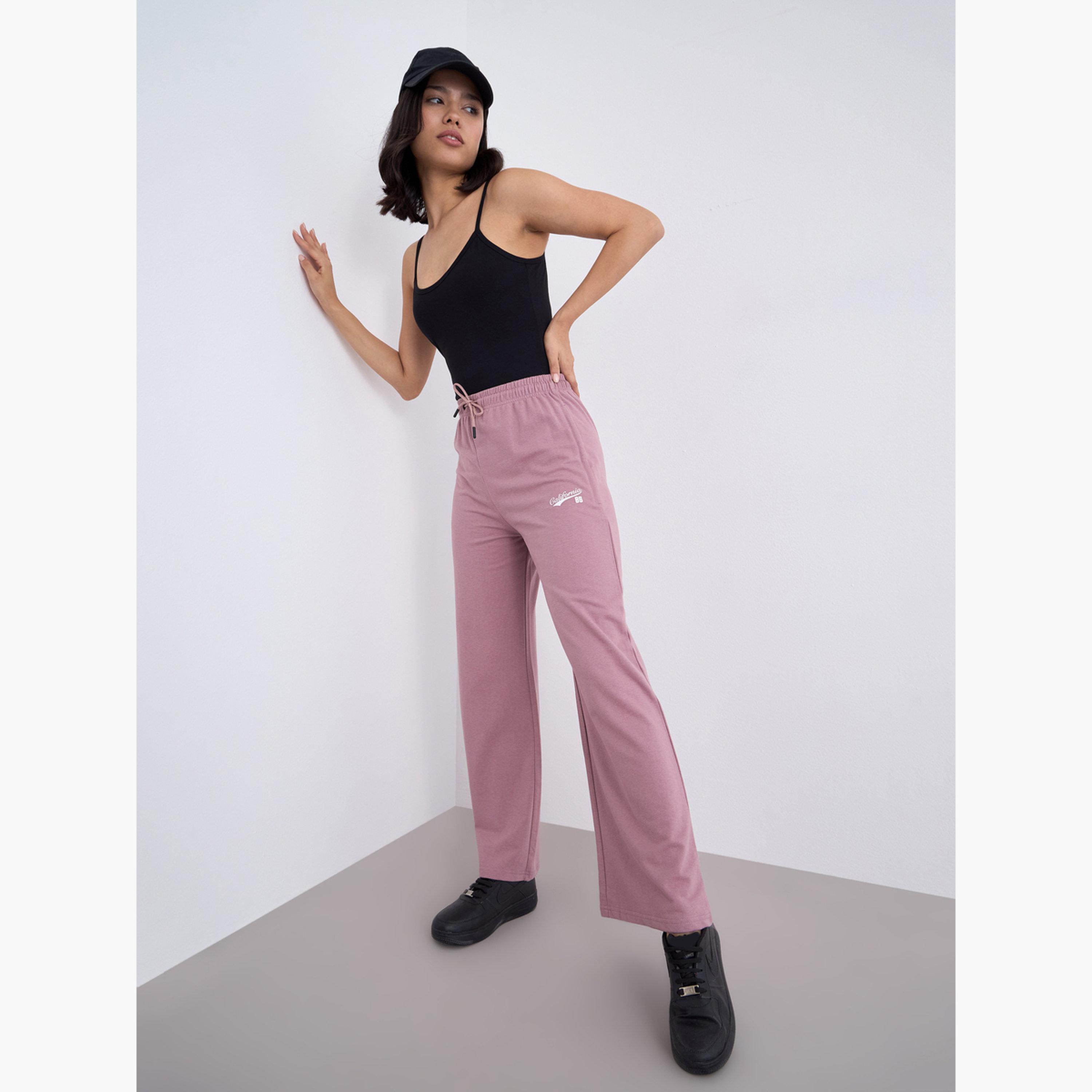 Styli Women Pink Wide Leg Joggers-women-clothing-bottoms-joggers-image-3