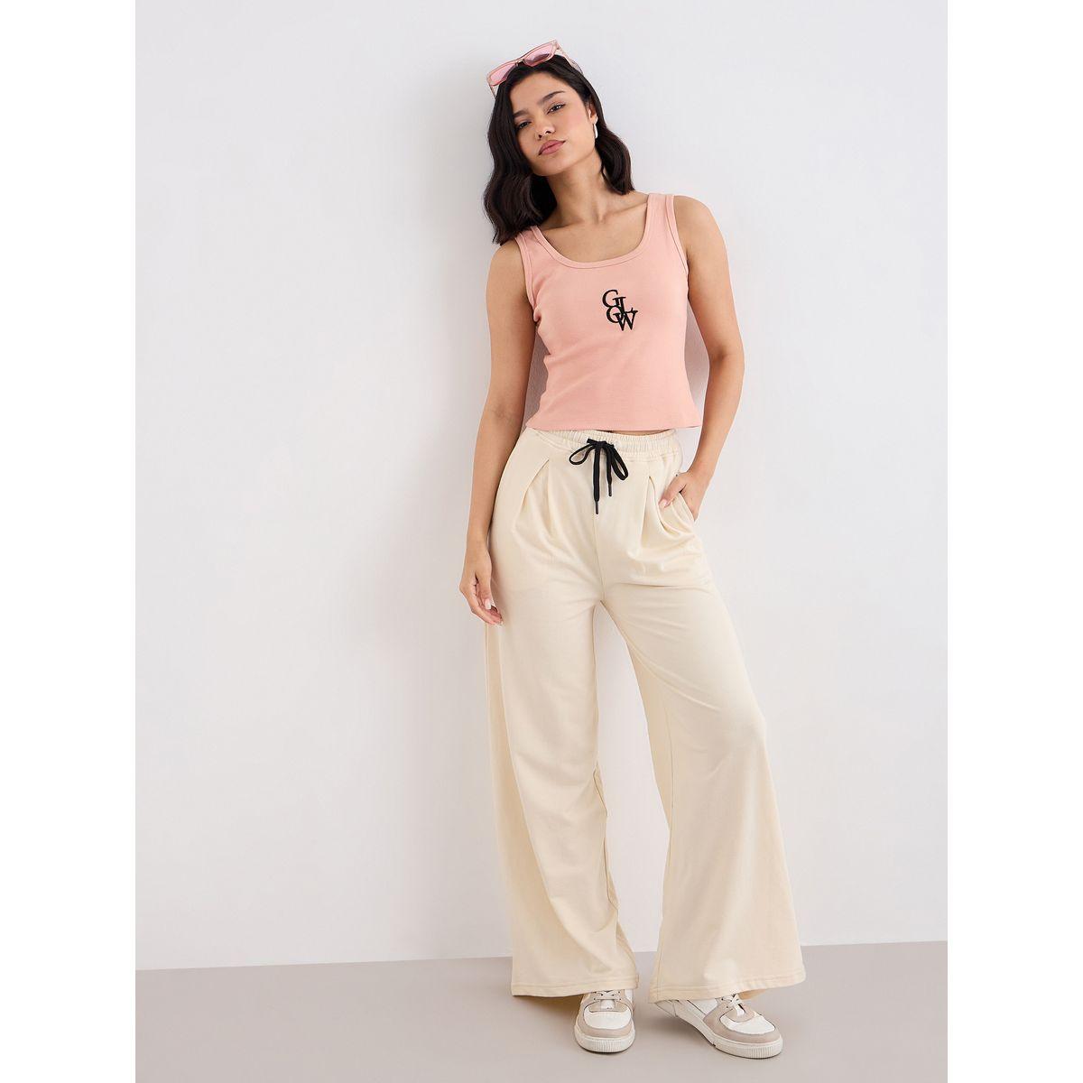 جوغر بقصة أرجل واسعة مع تفاصيل كسرات-women-clothing-bottoms-joggers-image-1