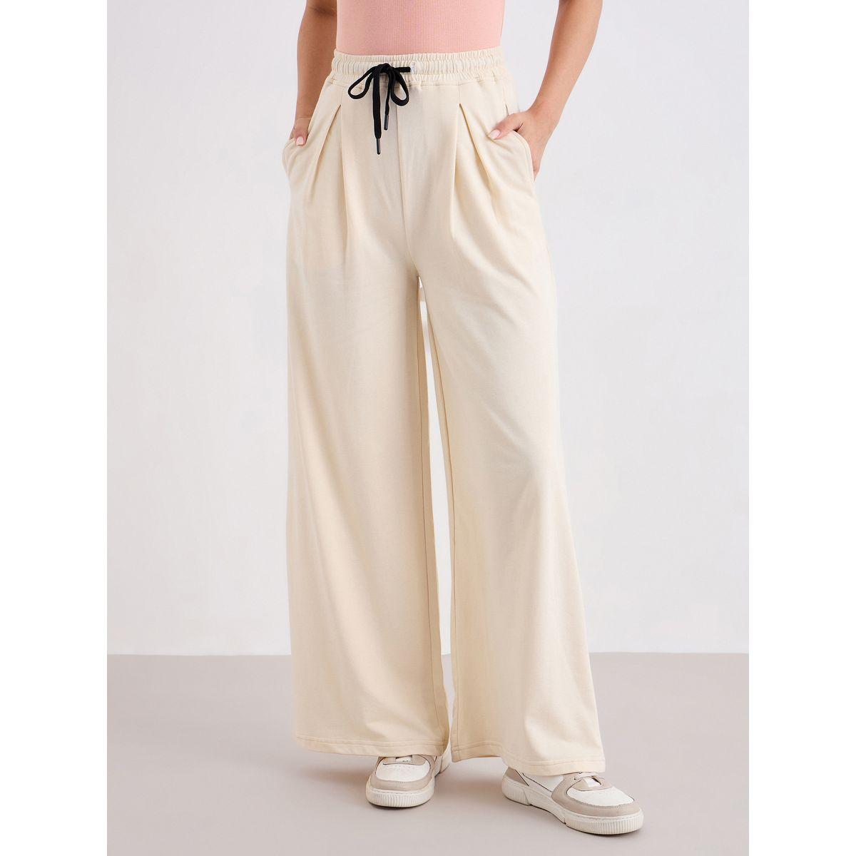 جوغر بقصة أرجل واسعة مع تفاصيل كسرات-women-clothing-bottoms-joggers-image-2