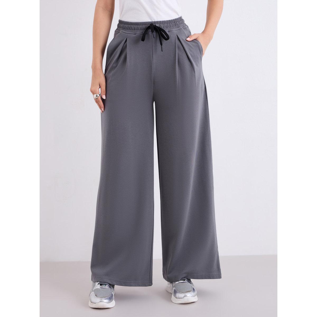 Styli Grey Wide Leg Jogger with Pleat Detail-women-clothing-bottoms-joggers-image-3