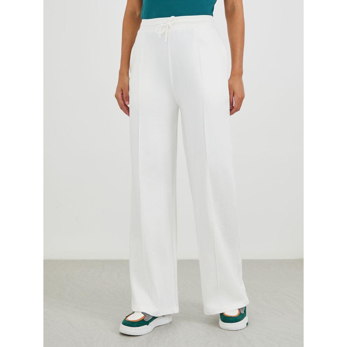 Styli Solid Pintuck Detail Straight Fit Joggers with Elasticated Waistband-women-clothing-bottoms-joggers-image-2