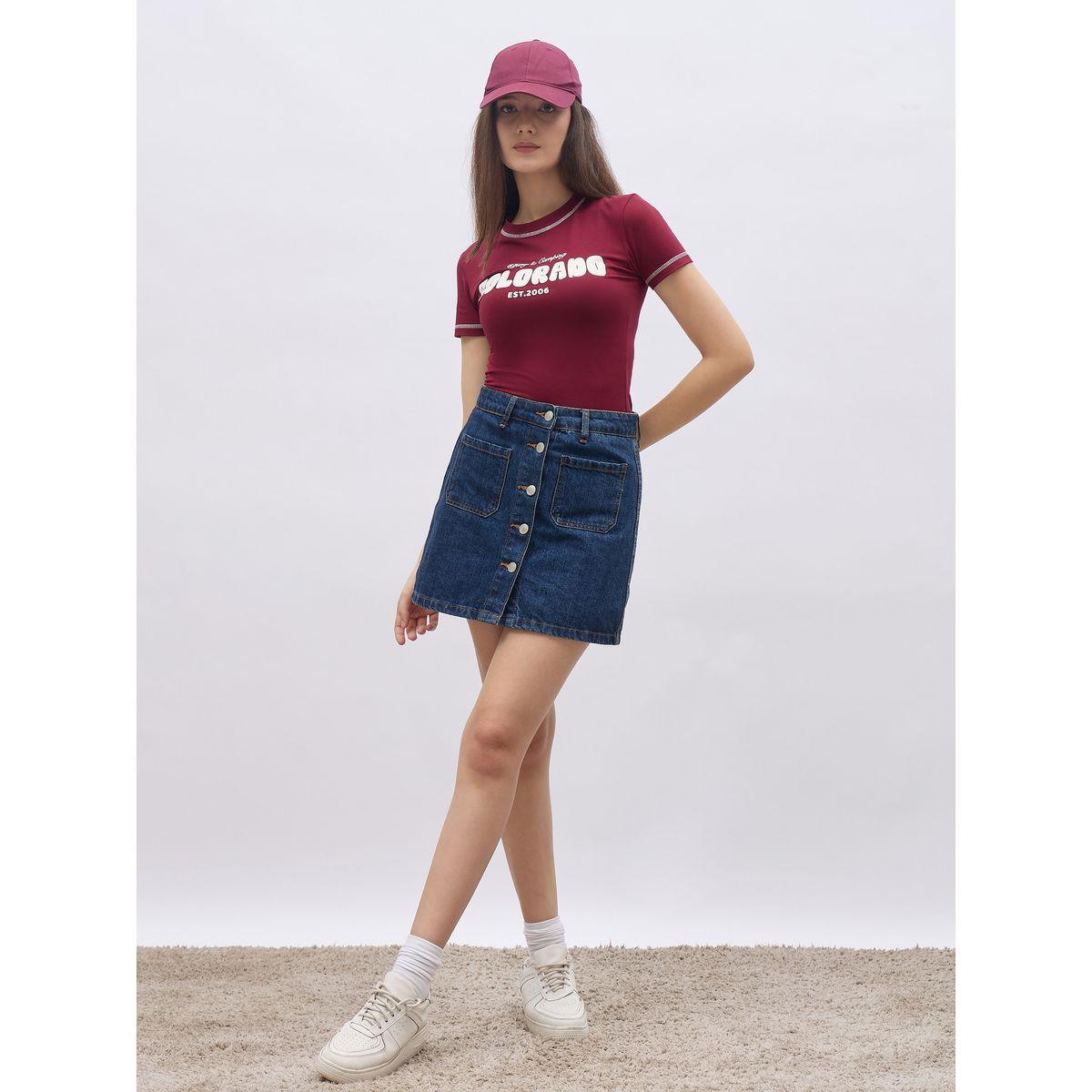 تيشيرت بطبعة كتابة مع تفاصيل خياطة-women-clothing-tshirts-image-1