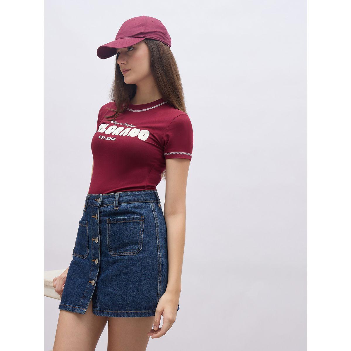 تيشيرت بطبعة كتابة مع تفاصيل خياطة-women-clothing-tshirts-image-6