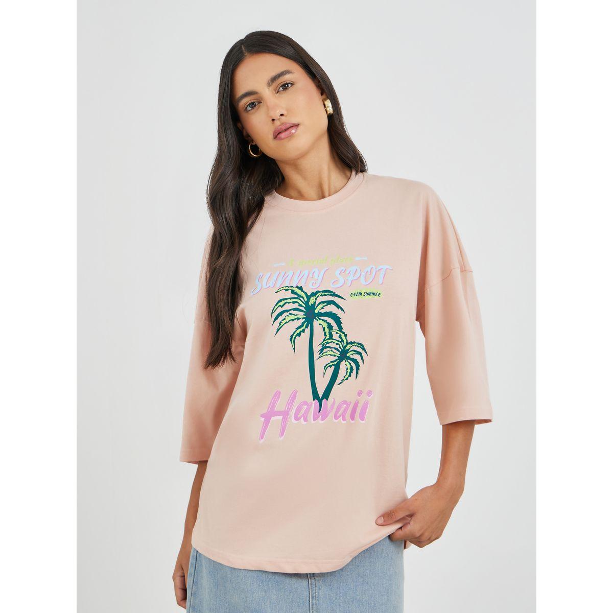 Styli Graphic Print Exaggerated Shoulder Oversized T-Shirt-women-clothing-tshirts-image-1