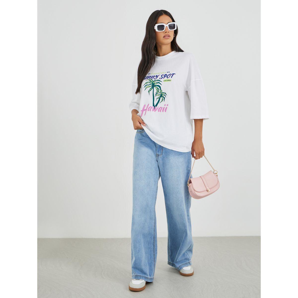Styli Graphic Print Exaggerated Shoulder Oversized T-Shirt-women-clothing-tshirts-image-2