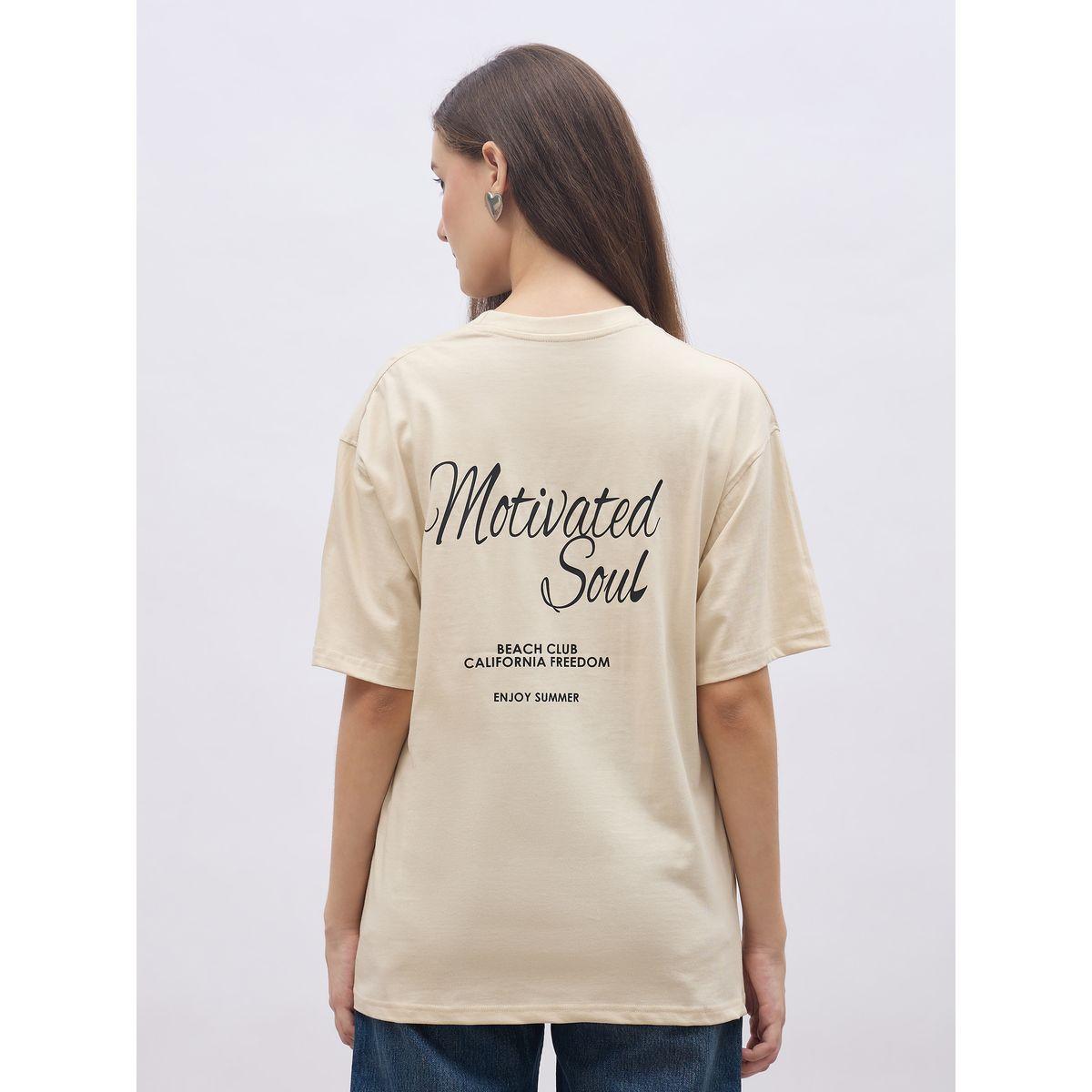تيشيرت فضفاض بطبعة كتابة وأكمام قصيرة-women-clothing-tshirts-image-5