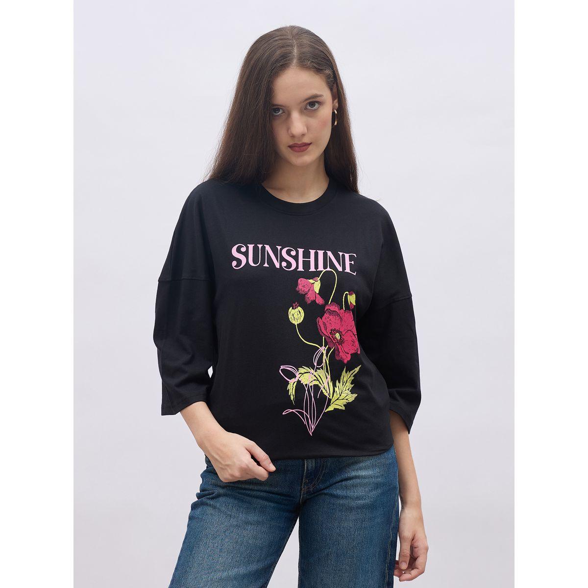 تيشيرت فضفاض مطبع بطبعة جرافيك-women-clothing-tshirts-image-2