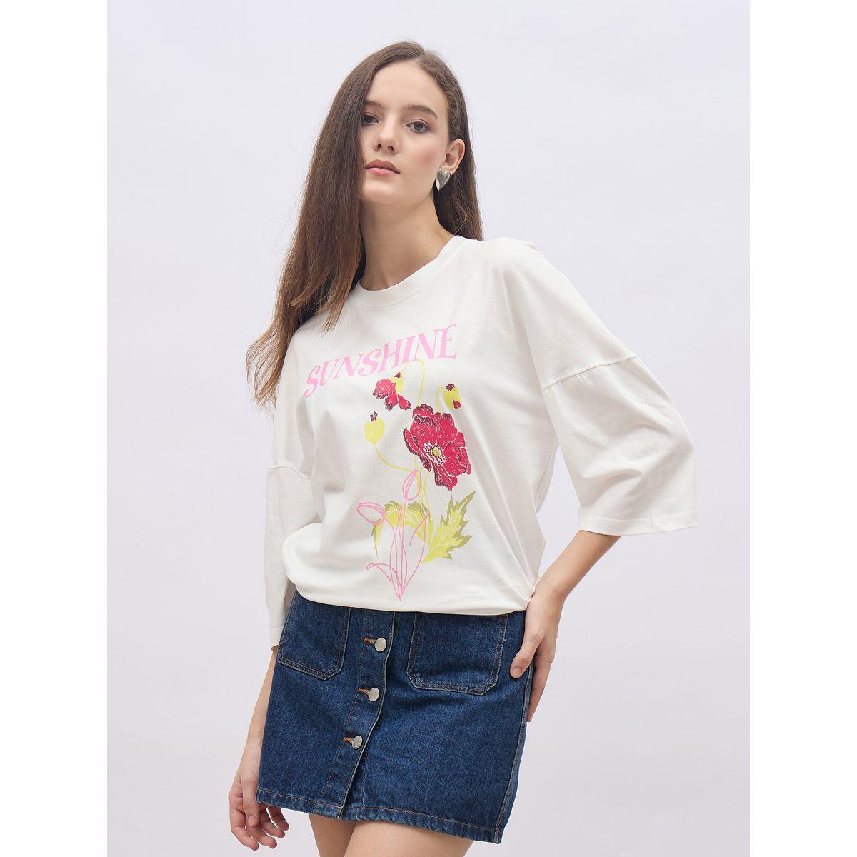 تيشيرت فضفاض مطبع بطبعة جرافيك-women-clothing-tshirts-image-2