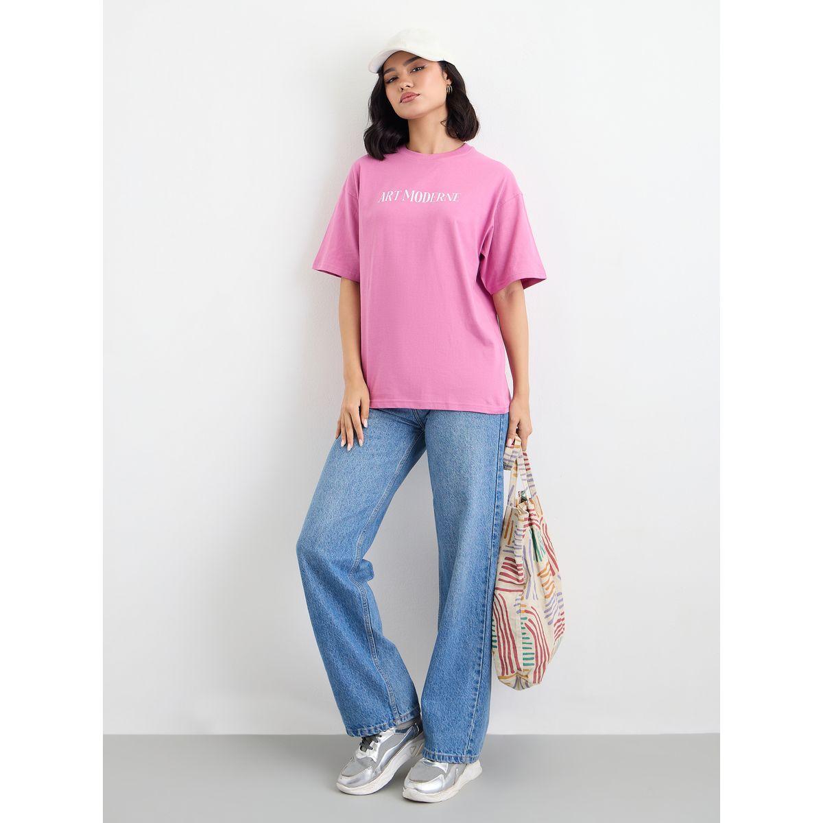 Styli Women Pink Graphic Print Oversized T-Shirt-women-clothing-tshirts-image-1