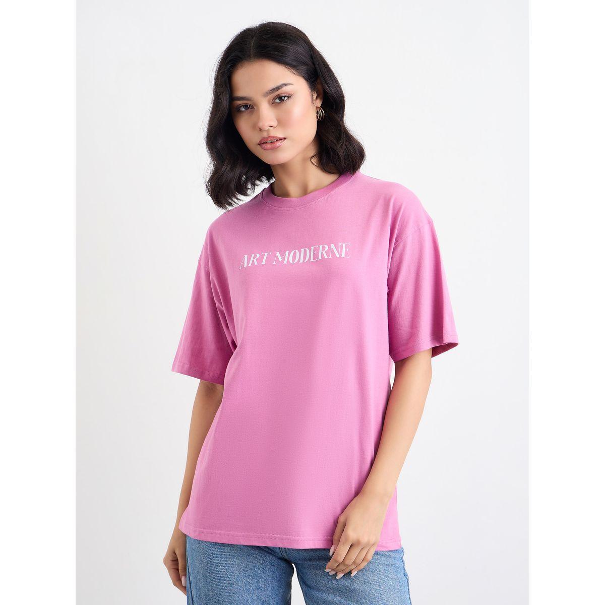 Styli Women Pink Graphic Print Oversized T-Shirt-women-clothing-tshirts-image-2