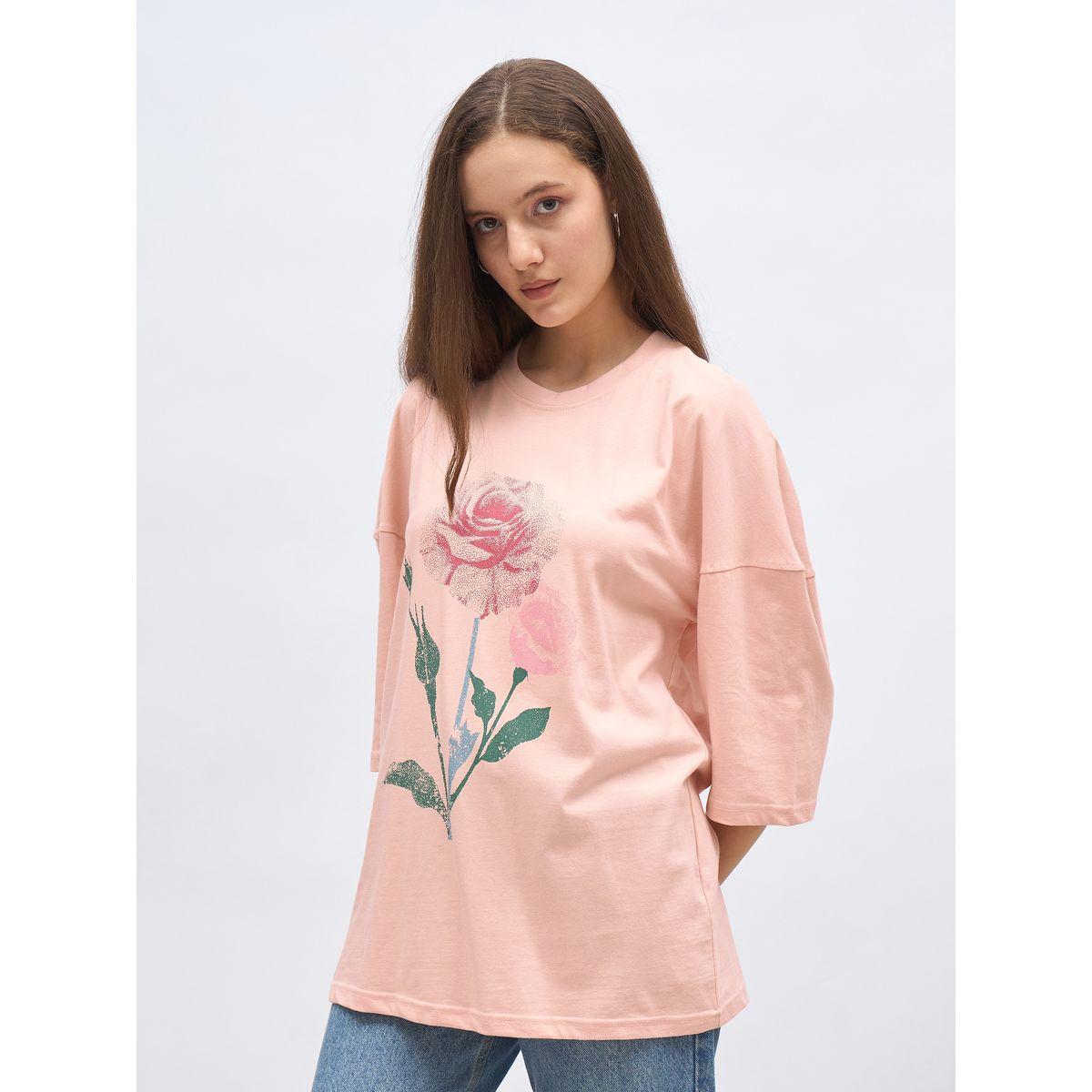 Styli Pink Graphic Print Oversized T-Shirt-women-clothing-tshirts-image-3