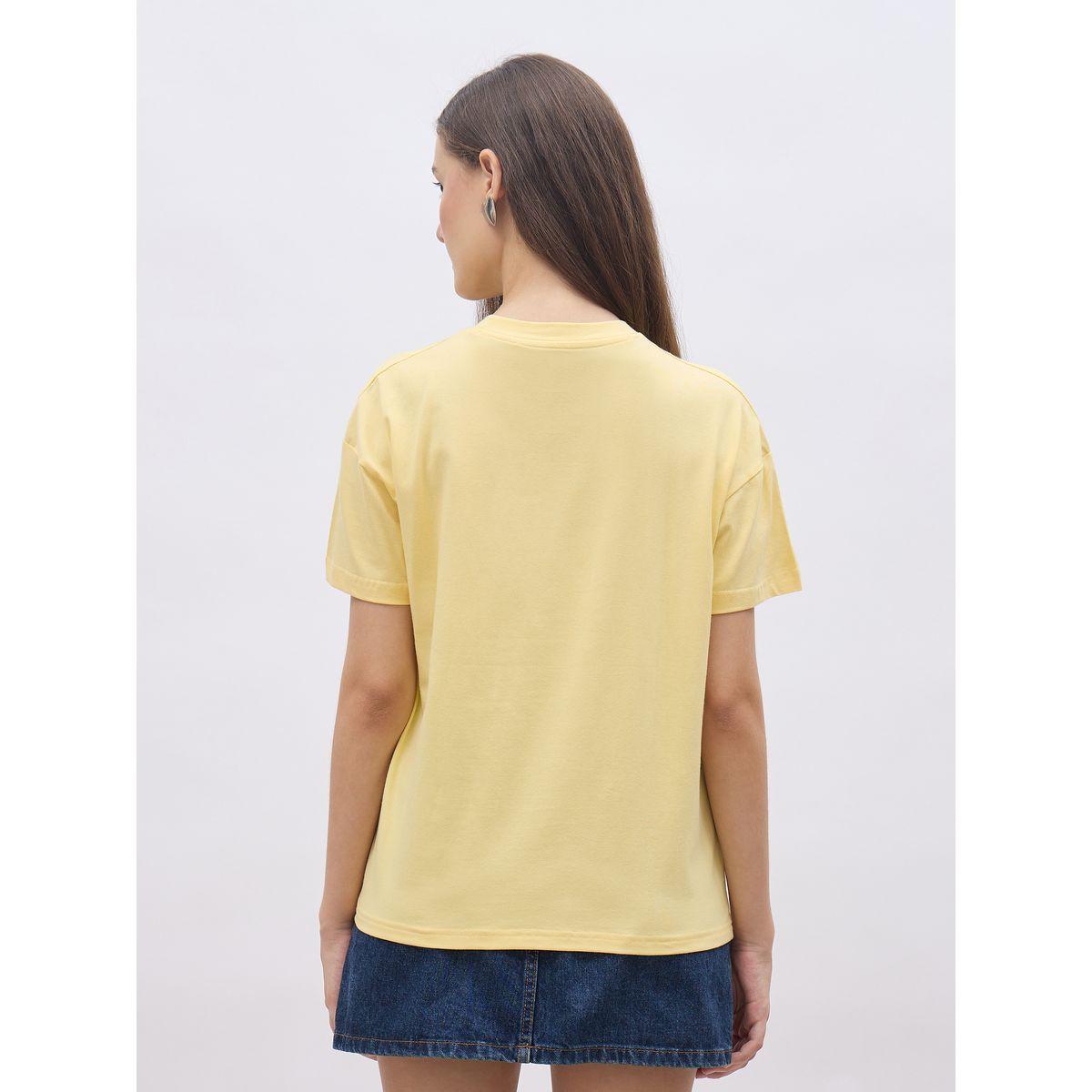 Styli Yellow Palm Club Graphic Regular Fit T-Shirt-women-clothing-tshirts-image-5