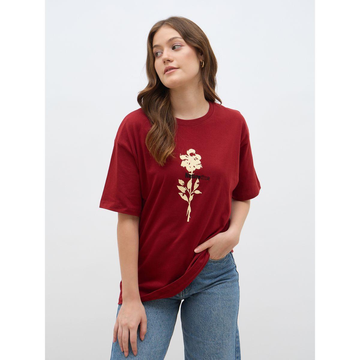 تيشيرت فضفاض مطبع بطبعة جرافيك-women-clothing-tshirts-image-2