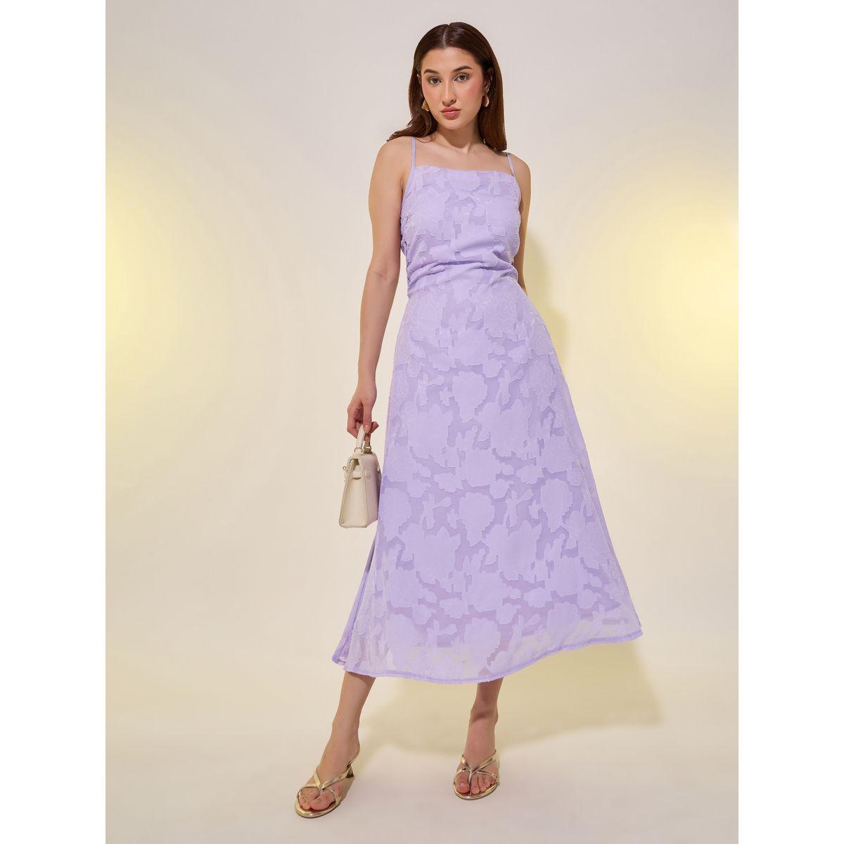 فستان ميدي جاكار بياقة واسعة وحمالات-women-clothing-dresses-image-1