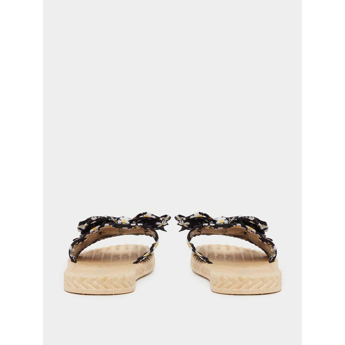 Styli Floral Printed Bow Detail Slides-women-shoes-sandals-flats-image-4