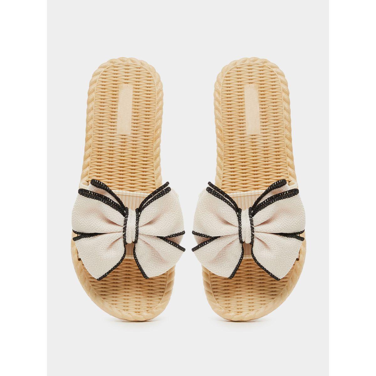 Styli Bow Detail Open Toe Slides-women-shoes-sandals-flats-image-5