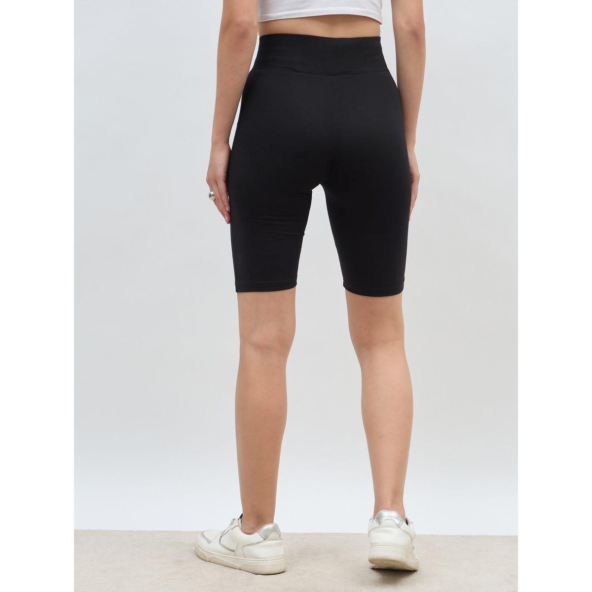 Styli Solid Cycling Shorts with Badge Details-women-clothing-bottoms-shorts-image-5
