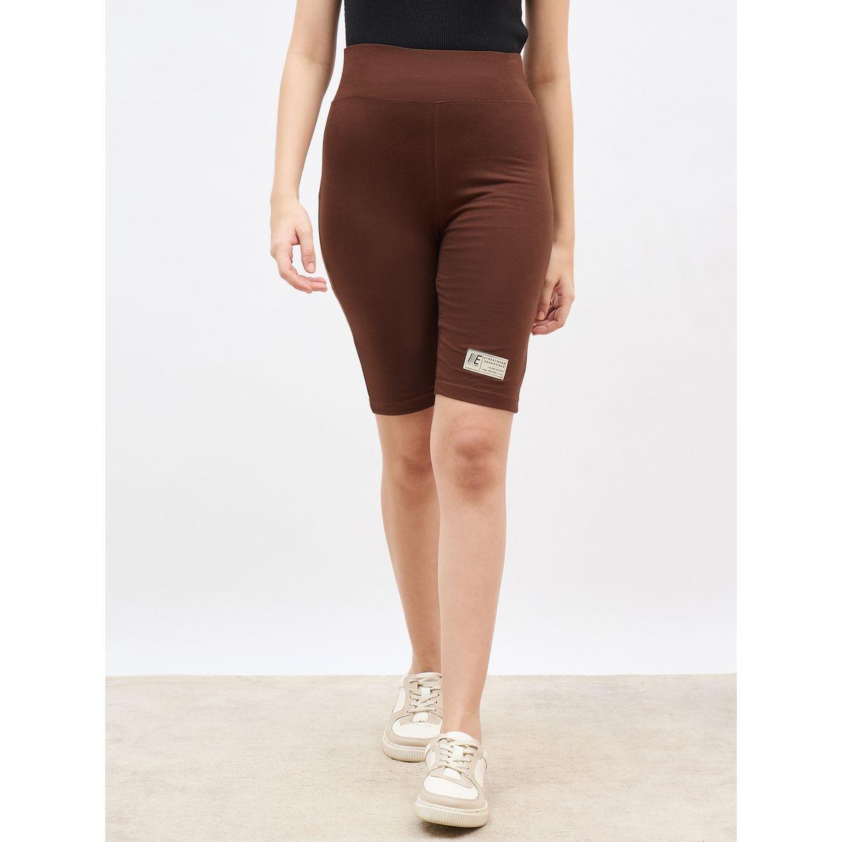 Styli Solid Cycling Shorts with Badge Detail-women-clothing-bottoms-shorts-image-2
