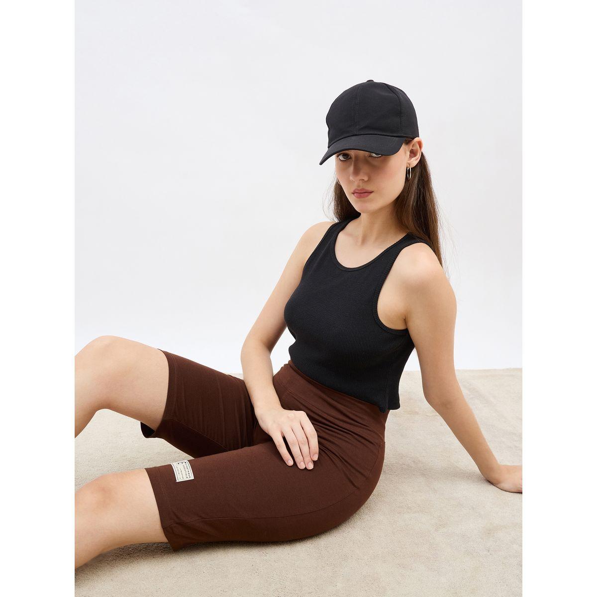 Styli Solid Cycling Shorts with Badge Detail-women-clothing-bottoms-shorts-image-6
