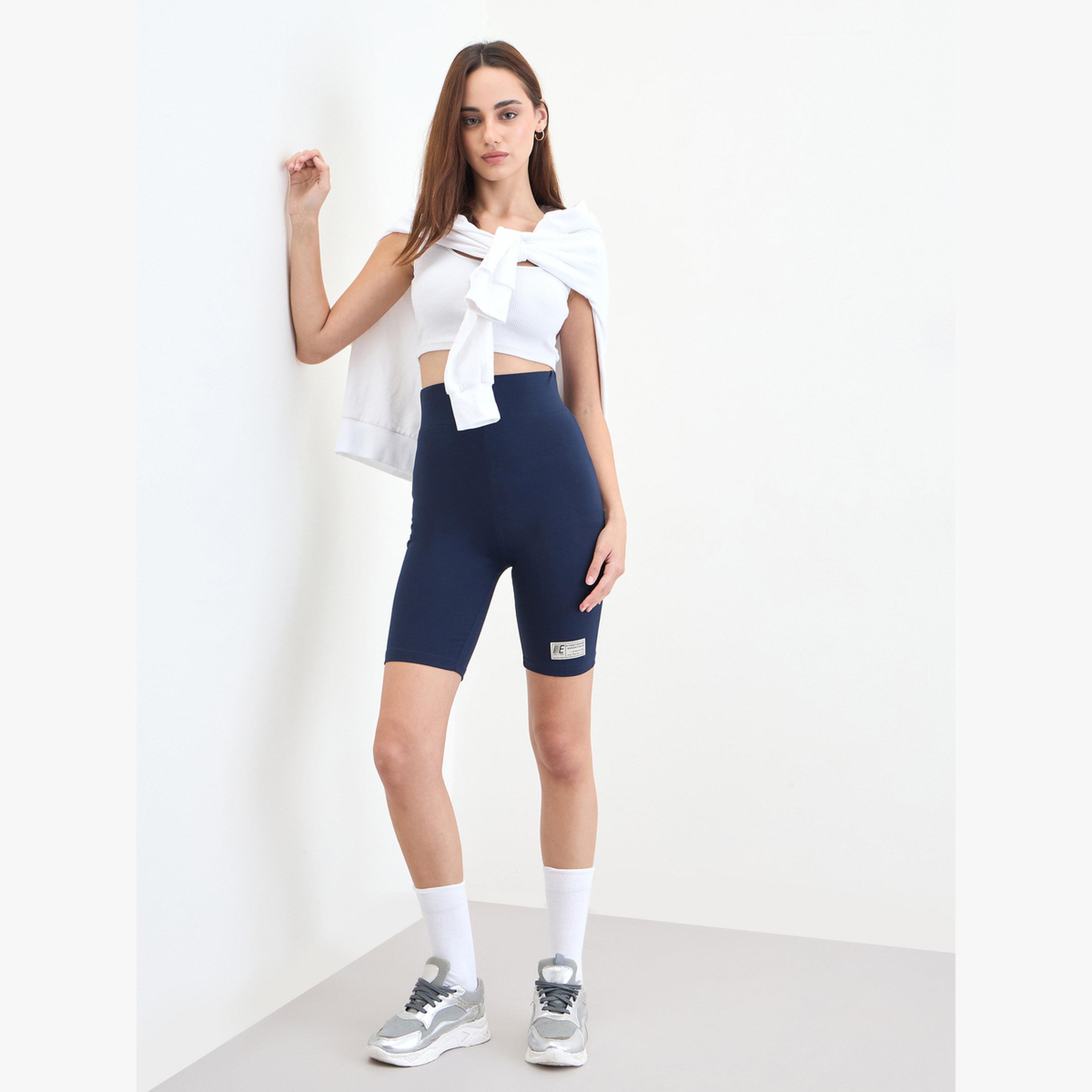شورت ركوب دراجات بتفاصيل شارة-women-clothing-bottoms-shorts-image-2