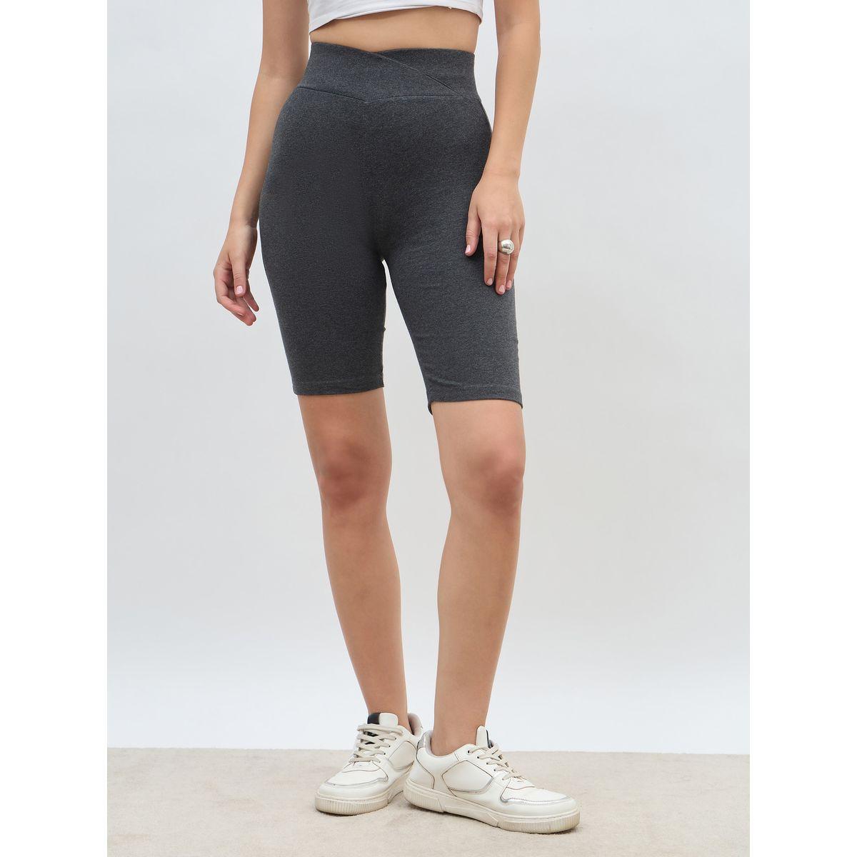 Styli Solid Cycling Shorts with Cross Waistband Detail-women-clothing-bottoms-shorts-image-2