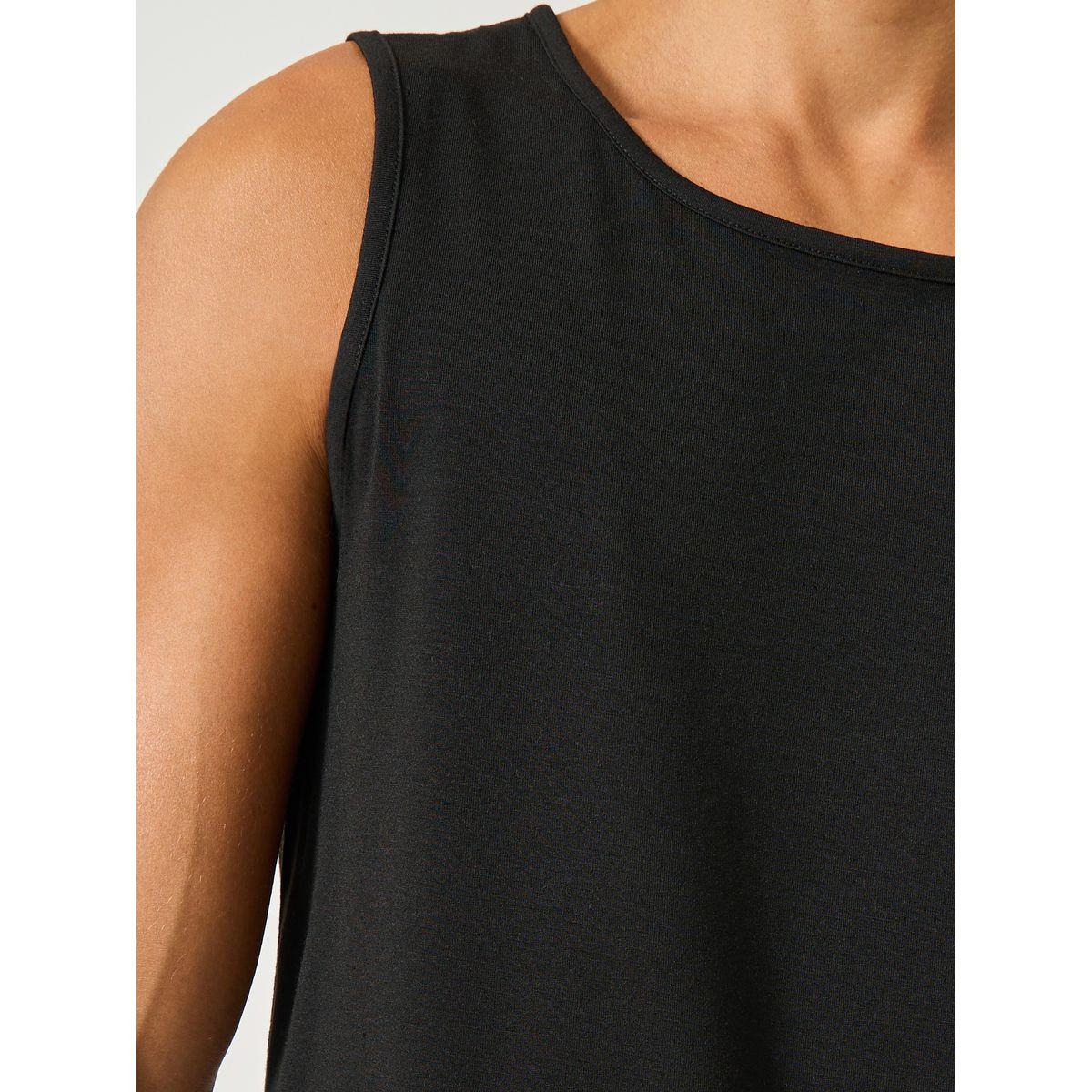 Styli Solid Tank T-Shirt and Striped Pyjama Set-men-clothing-nightwear-sets-image-3