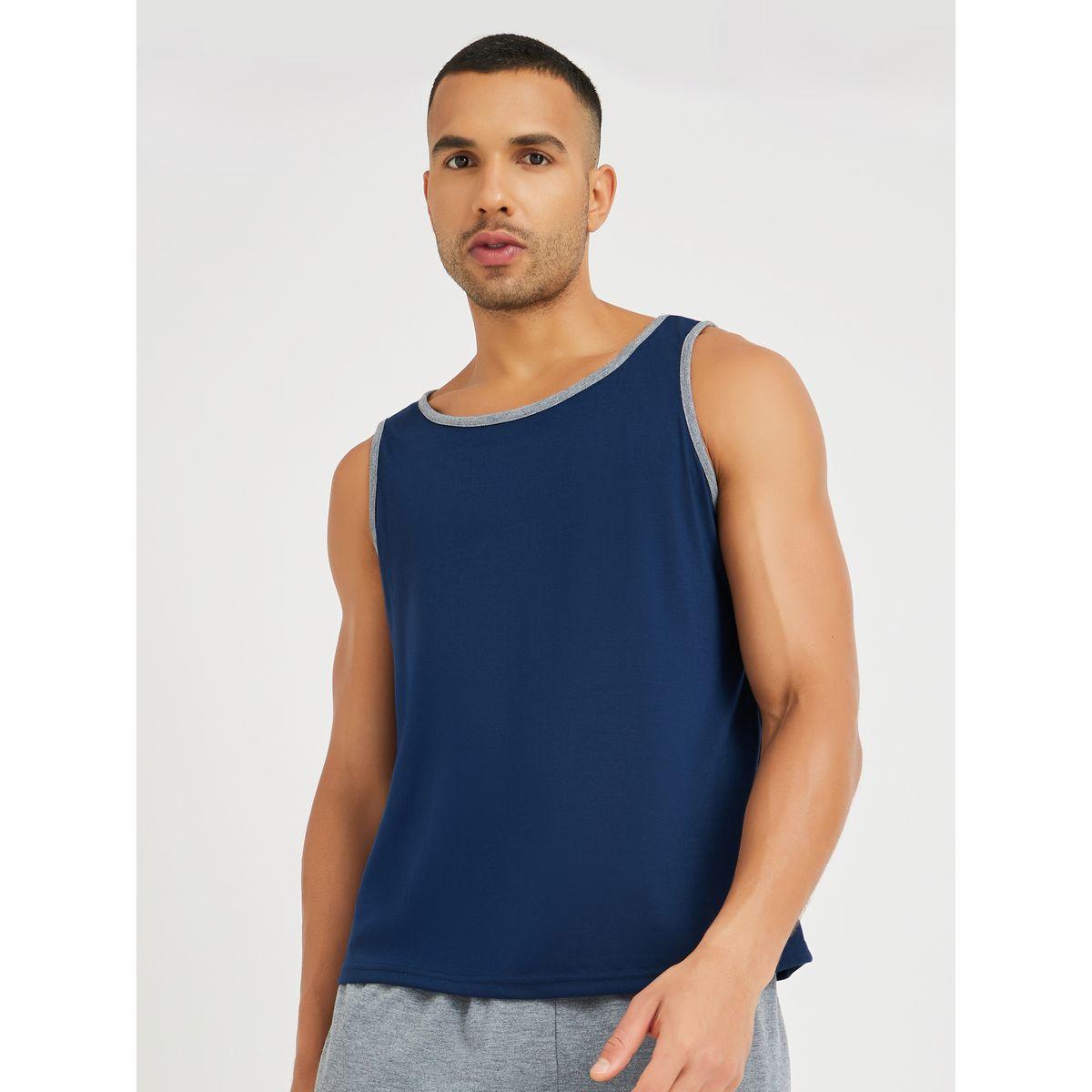 طقم من شورت وتيشيرت تانك سادة-men-clothing-nightwear-sets-image-2