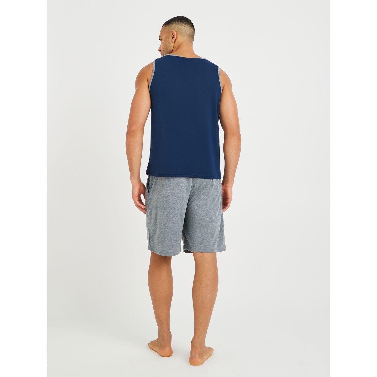 Styli Solid Regular Fit Tank and Shorts Co-Ords-men-clothing-nightwear-sets-image-5