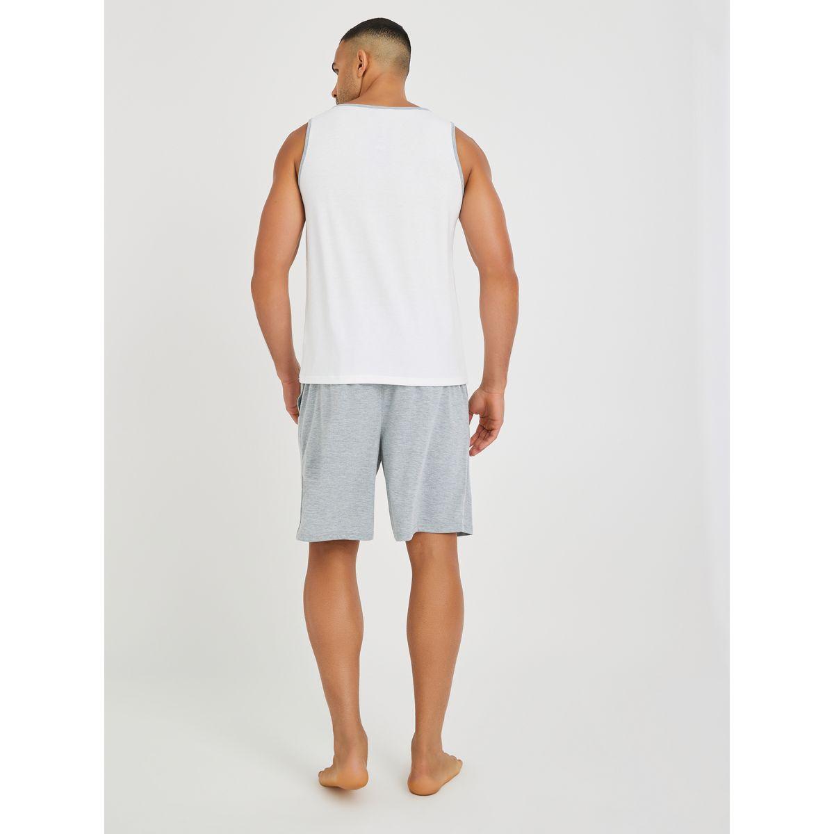 Styli Solid Regular Fit Tank and Shorts Co-Ords-men-clothing-nightwear-sets-image-5
