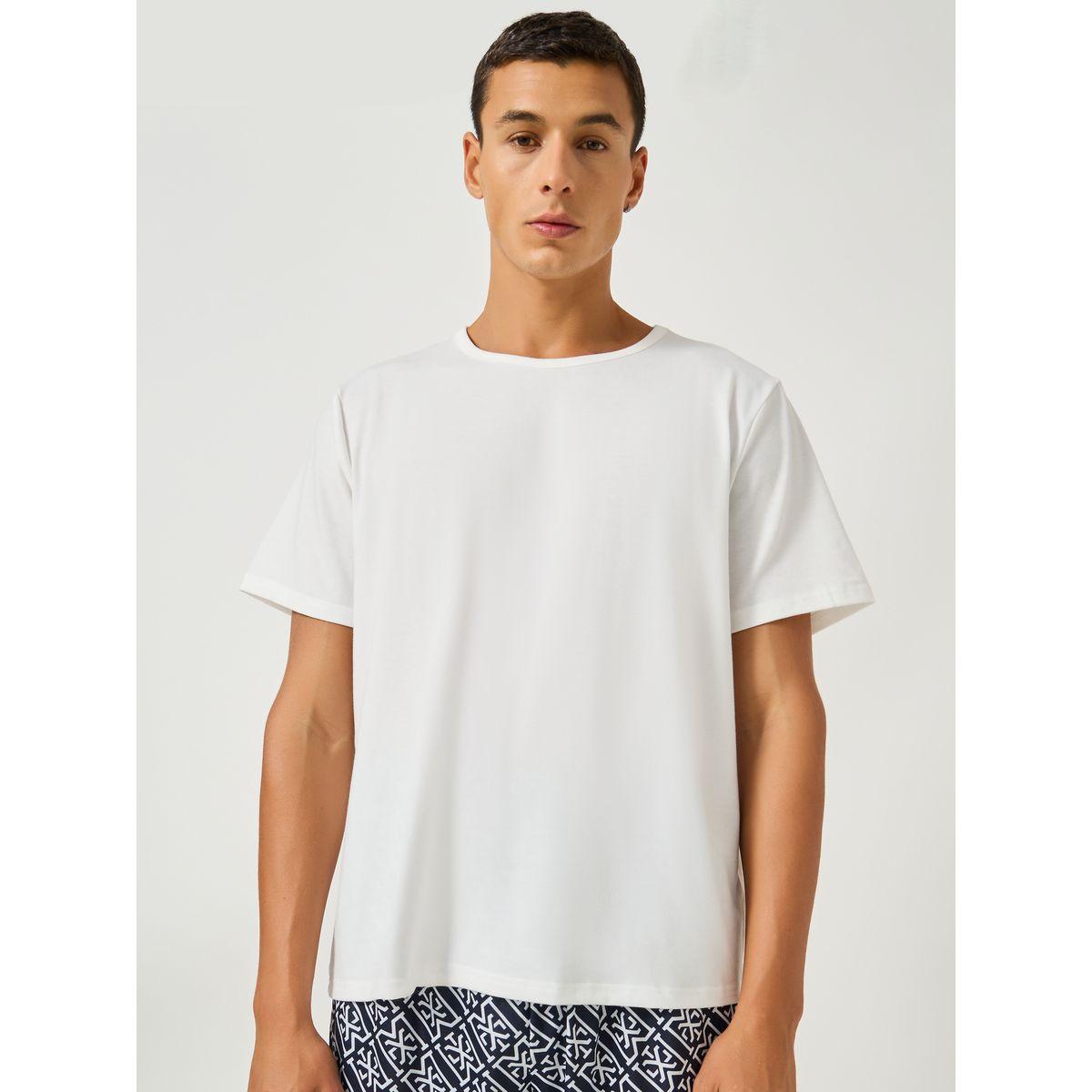 Styli Solid Short Sleeve T-Shirt and All-Over Printed Pyjama Set-men-clothing-nightwear-sets-image-2