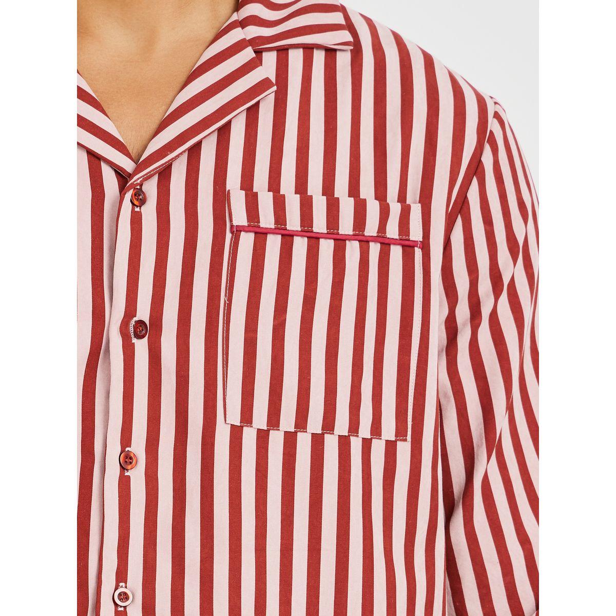 Styli Striped Long Sleeve Shirt and Shorts Pyjama Set-men-clothing-nightwear-sets-image-3