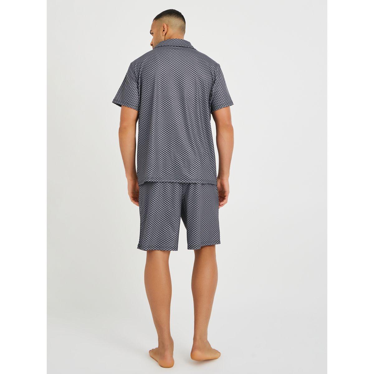 Styli Printed Short Sleeve Shirt and Shorts Pyjama Set-men-clothing-nightwear-sets-image-5