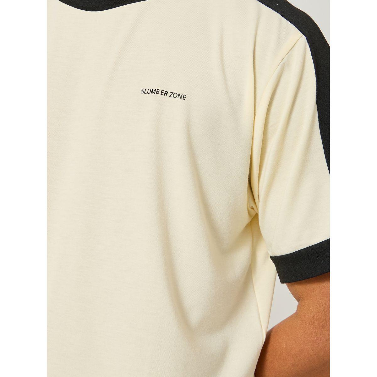 Styli Minimal Print Contrast Trim T-Shirt and Shorts Set-men-clothing-nightwear-sets-image-3